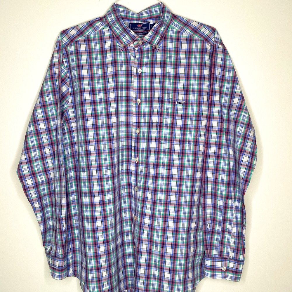 Vineyard Vines Slim Fit Whale Button Up Long Sleeve Collard Shirt